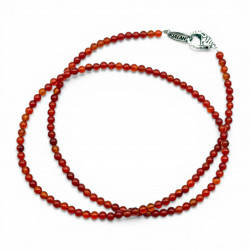 Sterling silver and carnelian beads necklace 45cm