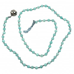 Sterling silver and faceted amazonite beads necklace 45cm