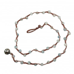 Sterling silver and faceted aqua marina beads necklace 45cm