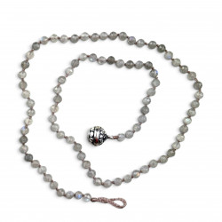 Sterling silver and faceted labradorite beads necklace 45cm