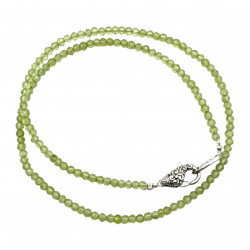 Sterling silver and faceted peridot beads necklace 40cm