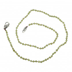 Sterling silver and faceted peridot beads necklace 45cm