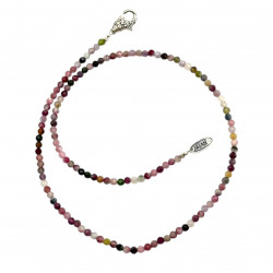 Sterling silver and faceted tourmaline beads necklace 40 or 45cm