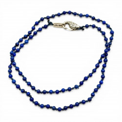 Sterling silver and lapis lazuli beads necklace 45cm
