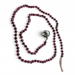 Sterling silver and red garnet beads necklace 45cm