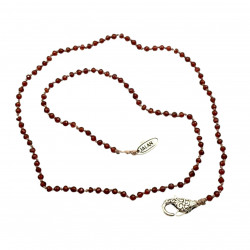 Sterling silver and red garnets faceted beads necklace 45cm
