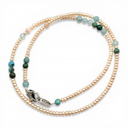 Sterling silver and semi-precious beads necklace 45cm