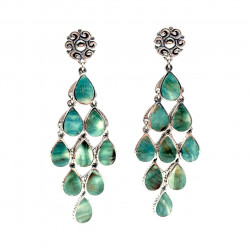 Sterling silver earrings with green shell