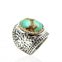 Sterling silver ring with brass and semi-precious stone