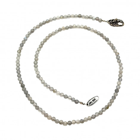(2) Sterling silver and faceted labradorite beads necklace 40 or 45cm
