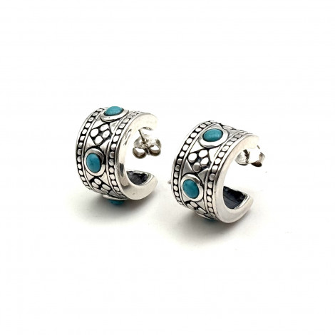 Boucles d'oreilles argent 925 et turquoises