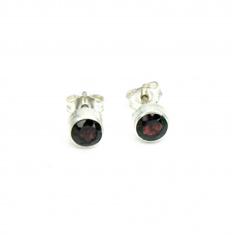 Boucles d'oreilles argent et grenat