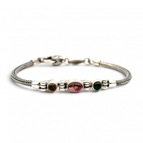 Bracelet argent 925 et tourmalines