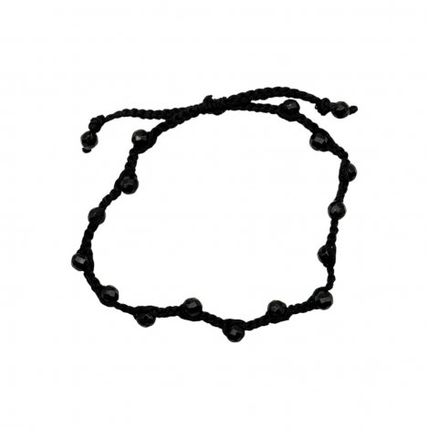 Bracelet tressé perles d'onyx facettées