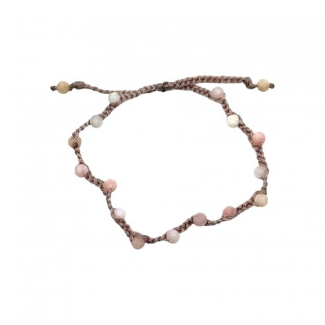 Bracelet tressé perles d'opale rose facettées