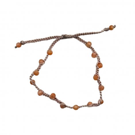 Braided bracelet with faceted sand stone beads