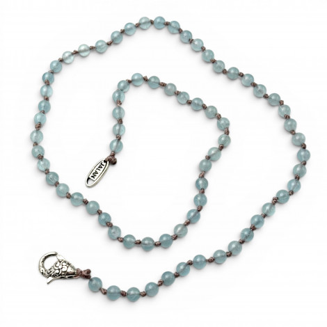 Collier Argent 925 et perles d'aigue marine 45cm