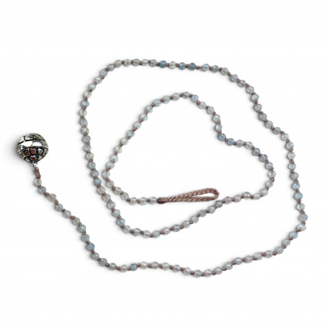Collier Argent 925 et perles d'aigue marine facettées 45cm