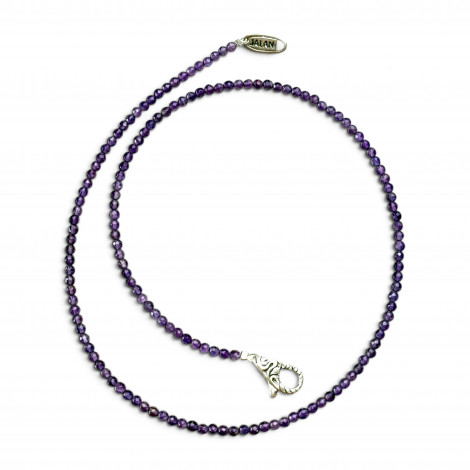 Collier Argent 925 et perles d'améthyste facettées 40cm
