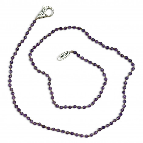 Collier Argent 925 et perles d'améthyste facettées 45cm