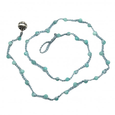 Collier Argent 925 et perles d'amazonite facettées 45cm