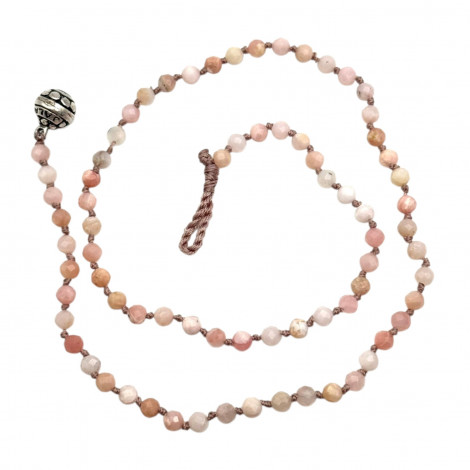 Collier Argent 925 et perles d'opale rose facettées 45cm