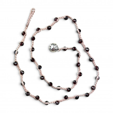 Collier Argent 925 et perles de grenat facettées 45cm