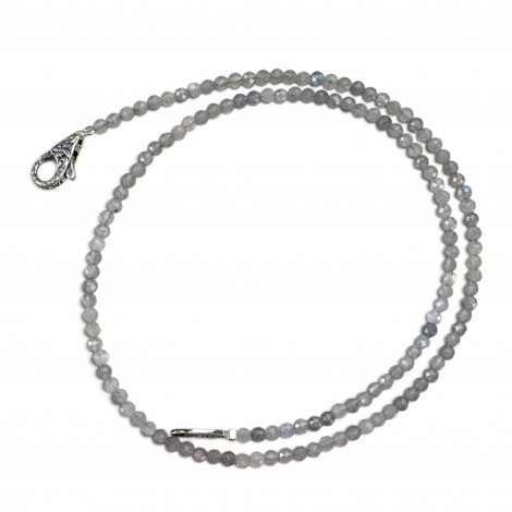 Collier Argent 925 et perles de labradorite facettées 40cm