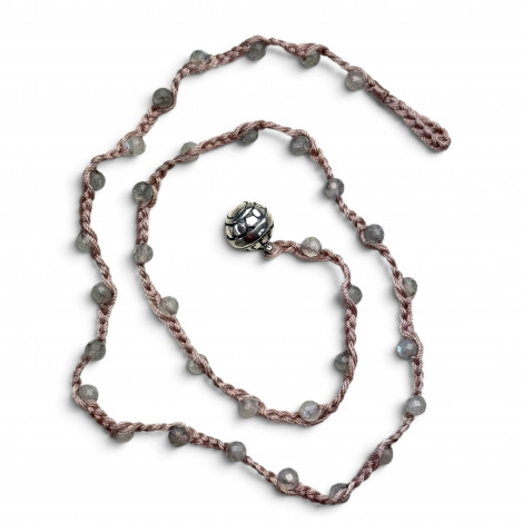 Collier Argent 925 et perles de labradorite facettées 45cm