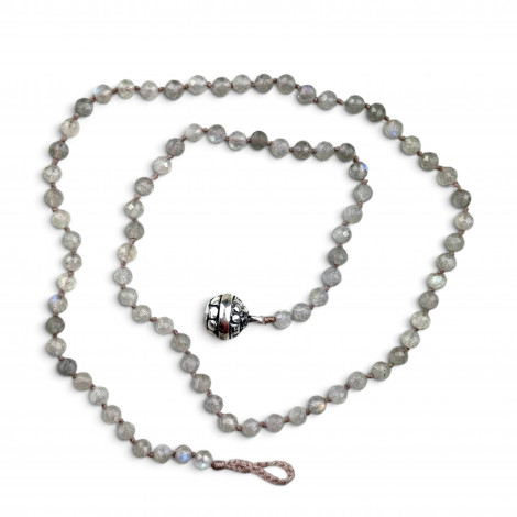 Collier Argent 925 et perles de labradorite facettées 45cm