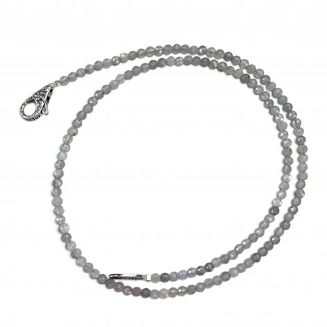 Collier Argent 925 et perles de labradorite facettées 45cm