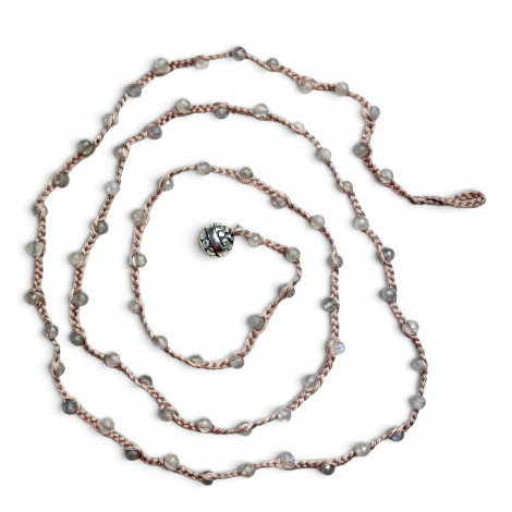 Collier Argent 925 et perles de labradorite facettées 85cm