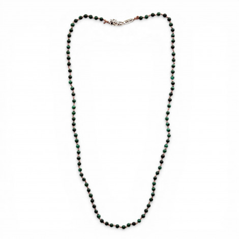 Collier Argent 925 et perles de malachite 45cm