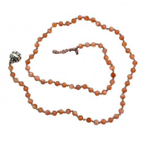 Collier Argent 925 et perles de pierre de sable facettées 45cm