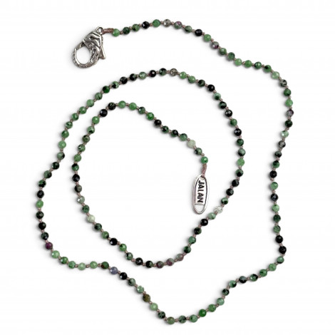 Collier Argent 925 et perles de rubis zoisite facettées 45cm