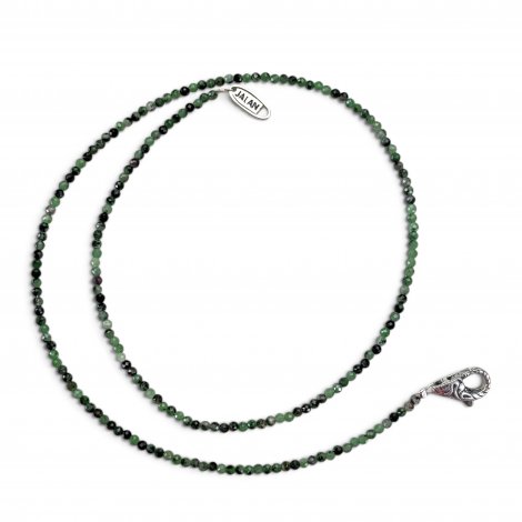 Collier Argent 925 et perles de rubis zoisite facettées 45cm