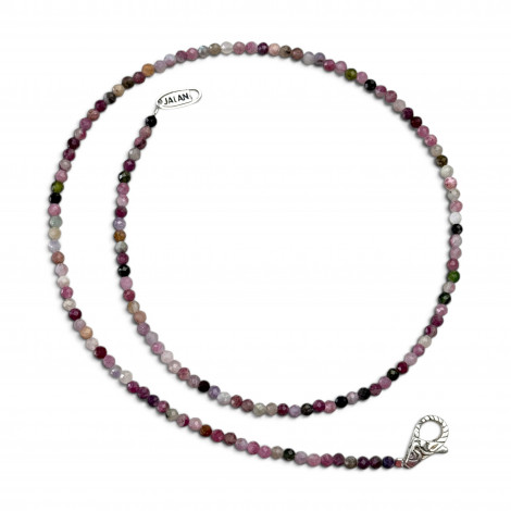 Collier Argent 925 et perles de tourmaline facettées 40cm