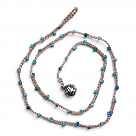 Collier Argent 925 et perles de turquoise facettées 45cm