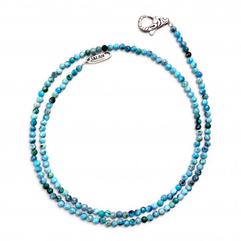 Collier Argent 925 et perles de turquoise facettées 45cm