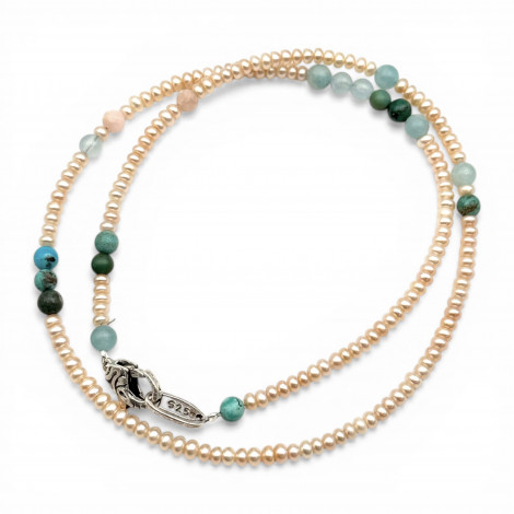 Collier Argent 925 et perles semi-précieuses 45cm