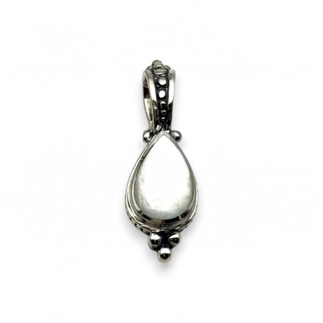 Pendentif argent & nacre blanche