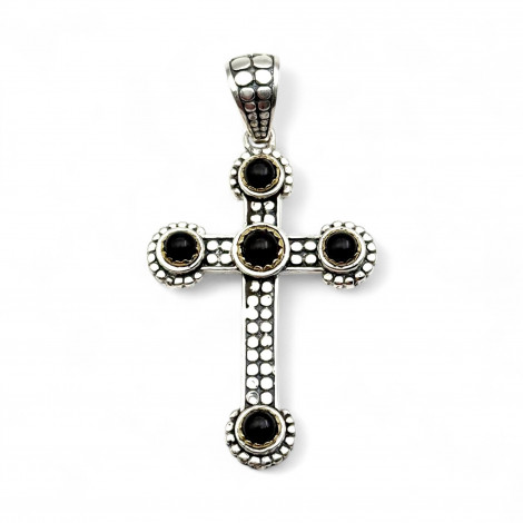Pendentif Argent 925, Laiton et Onyx