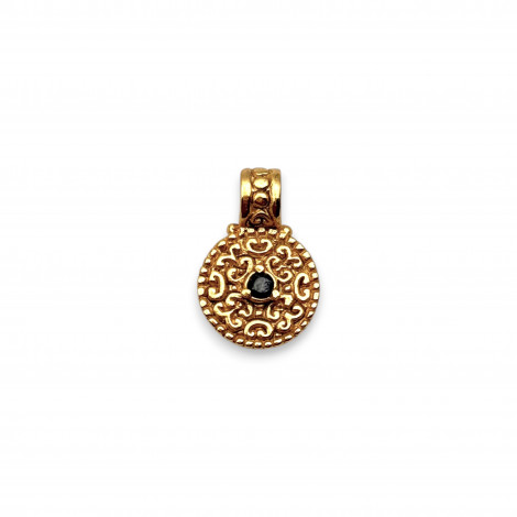 Pendentif Plaqué or 18k et onyx facetté