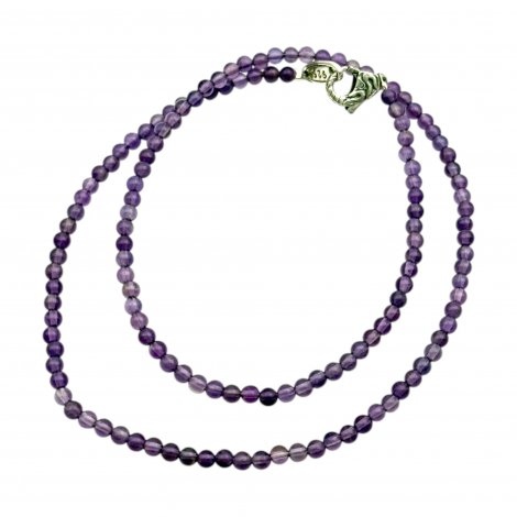 Sterling silver and amethyst beads necklace 40cm