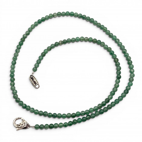 Sterling silver and aventurine beads necklace 45cm