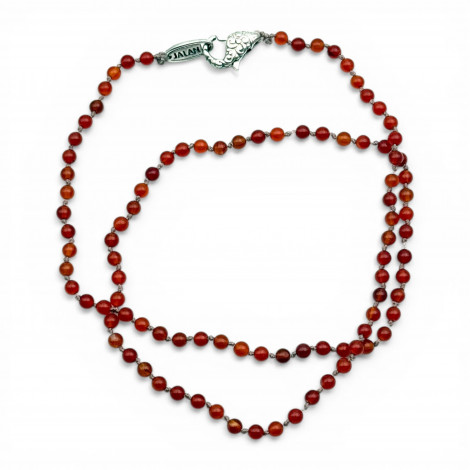 Sterling silver and carnelian beads necklace 45cm