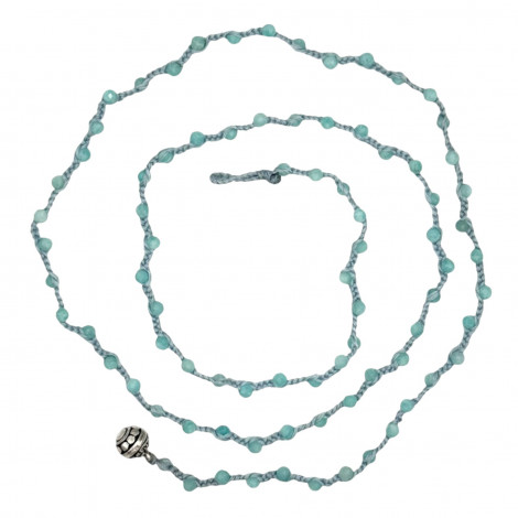 Sterling silver and faceted amazonite beads necklace 85cm