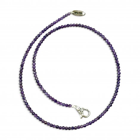 Sterling silver and faceted amethyst beads necklace 45cm