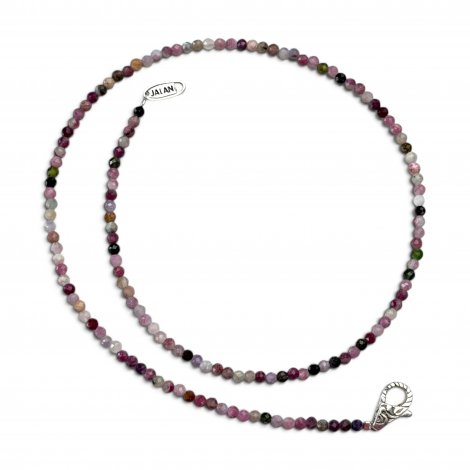 Sterling silver and faceted tourmaline beads necklace 45cm