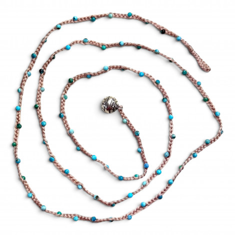 Sterling silver and faceted turquoise beads necklace 45cm